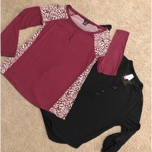 2 WOMENS BEAUTIFUL (RUE 21)&(NO BOUNDARIES) BRAND LACE DECOR SOFT TOP SIZE M